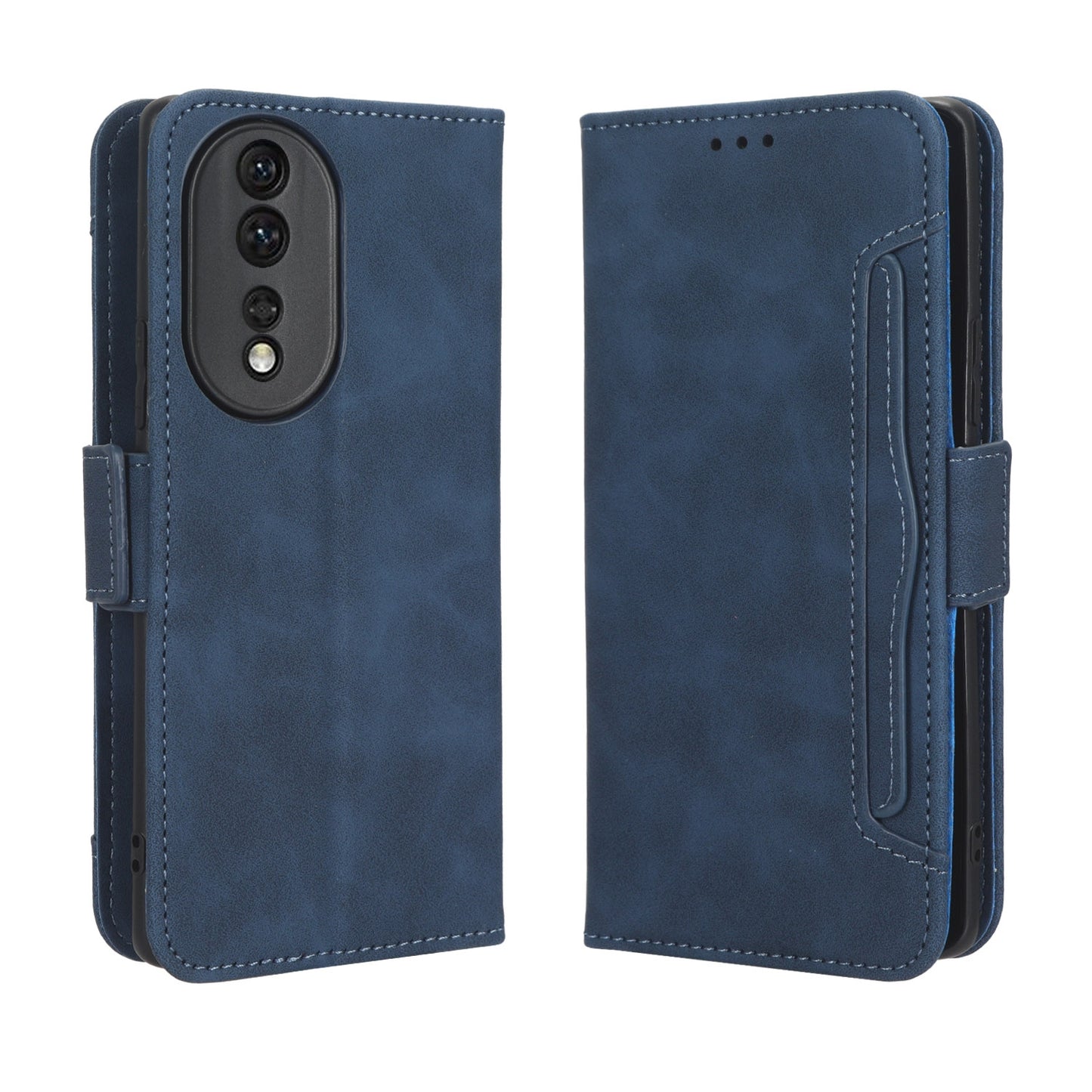 Honor 80 5G Skin Feel PU Leather Wallet Phone Case with Card Slots, Cash Pocket, Magnetic Closure, Built-In Stand, Full Protection TPU Cover