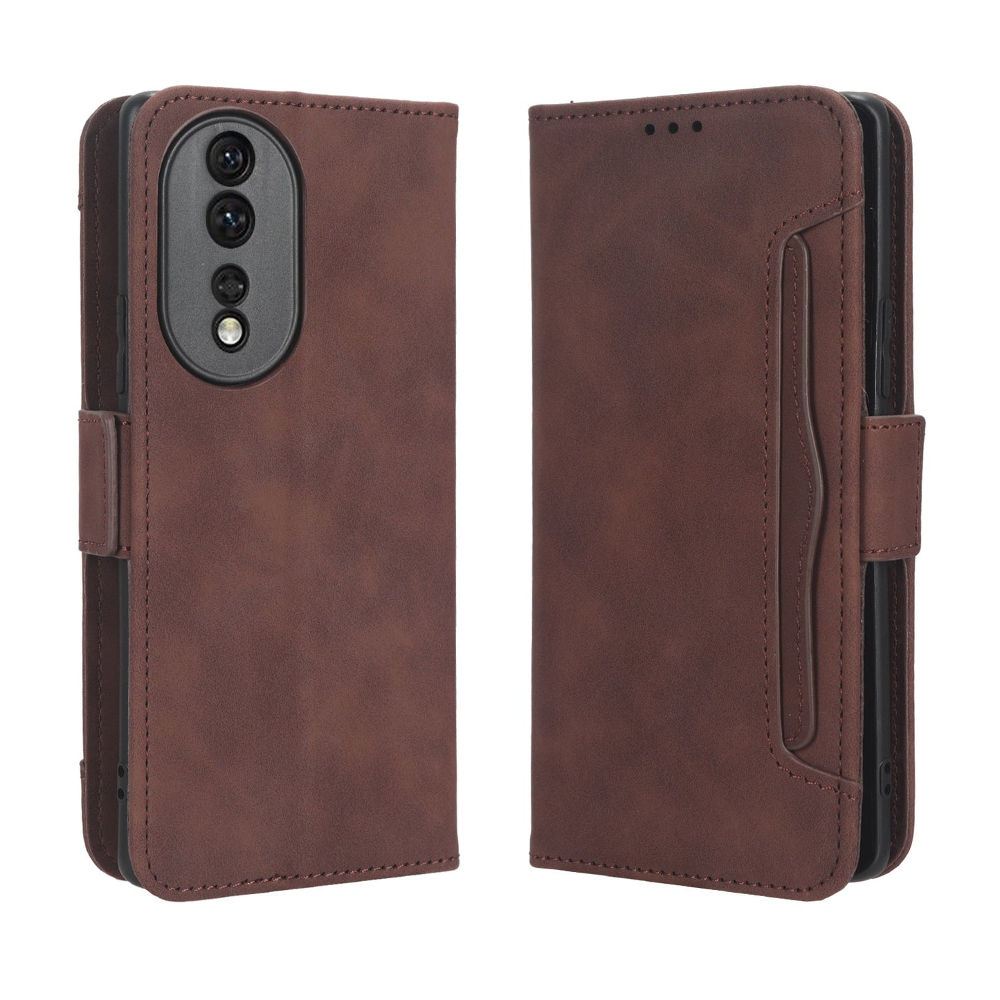 Honor 80 5G Skin Feel PU Leather Wallet Phone Case with Card Slots, Cash Pocket, Magnetic Closure, Built-In Stand, Full Protection TPU Cover
