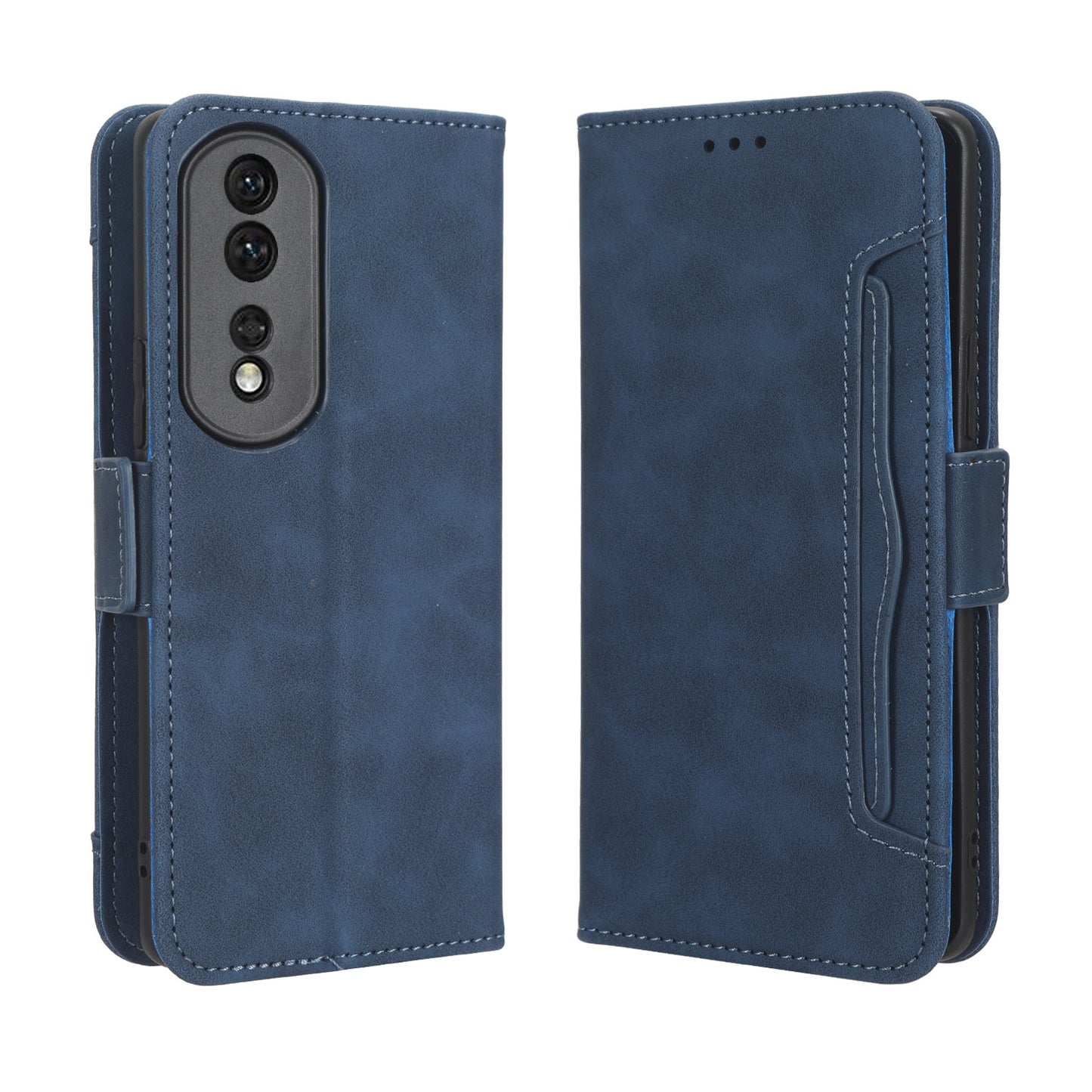 Honor 80 Pro 5G Skin Feel PU Leather Wallet Phone Case with Card Slots, Cash Pocket, Magnetic Closure, Built-In Stand, Full Protection TPU Cover
