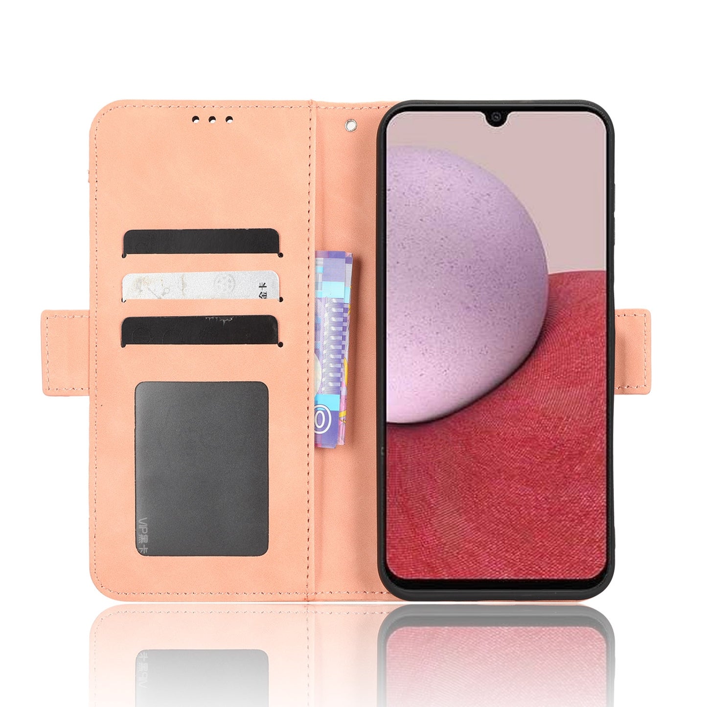 Samsung Galaxy A14 5G Skin Feel PU Leather Wallet Phone Case with Card Slots, Cash Pocket, Magnetic Closure, Built-In Stand, Full Protection TPU Cover