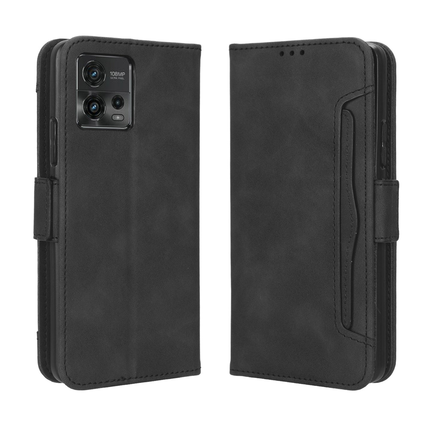 Motorola Moto G72 4G Skin Feel PU Leather Wallet Phone Case with Card Slots, Cash Pocket, Magnetic Closure, Built-In Stand, Full Protection TPU Cover