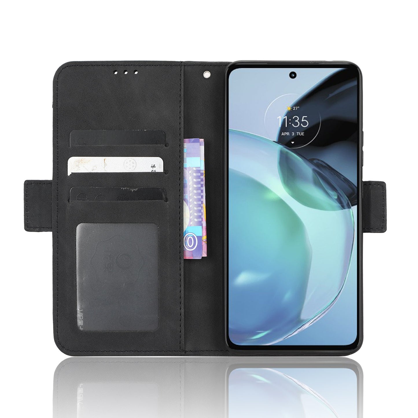 Motorola Moto G72 4G Skin Feel PU Leather Wallet Phone Case with Card Slots, Cash Pocket, Magnetic Closure, Built-In Stand, Full Protection TPU Cover