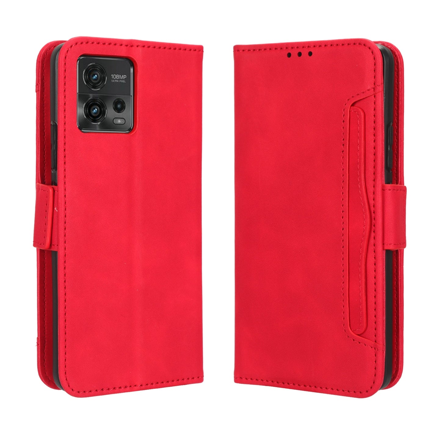Motorola Moto G72 4G Skin Feel PU Leather Wallet Phone Case with Card Slots, Cash Pocket, Magnetic Closure, Built-In Stand, Full Protection TPU Cover