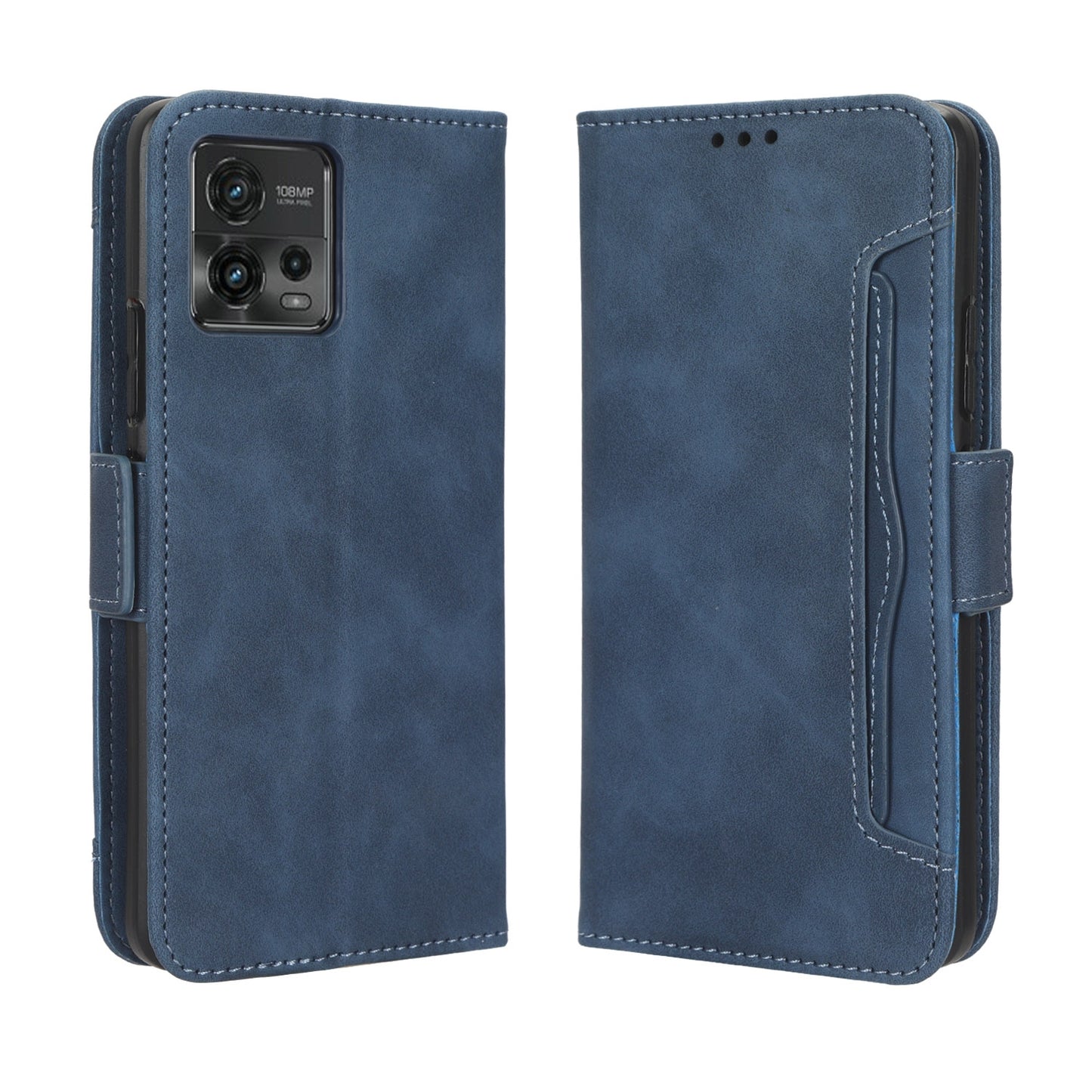 Motorola Moto G72 4G Skin Feel PU Leather Wallet Phone Case with Card Slots, Cash Pocket, Magnetic Closure, Built-In Stand, Full Protection TPU Cover