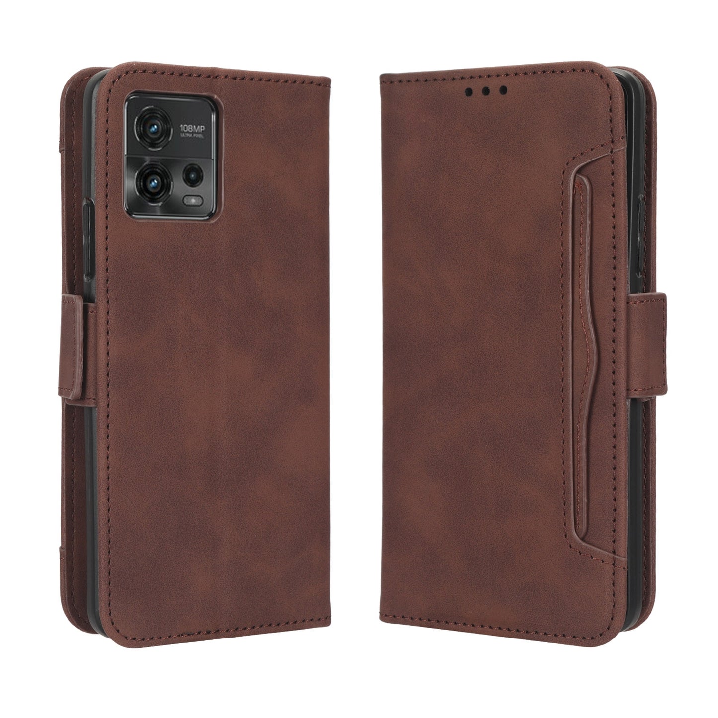 Motorola Moto G72 4G Skin Feel PU Leather Wallet Phone Case with Card Slots, Cash Pocket, Magnetic Closure, Built-In Stand, Full Protection TPU Cover