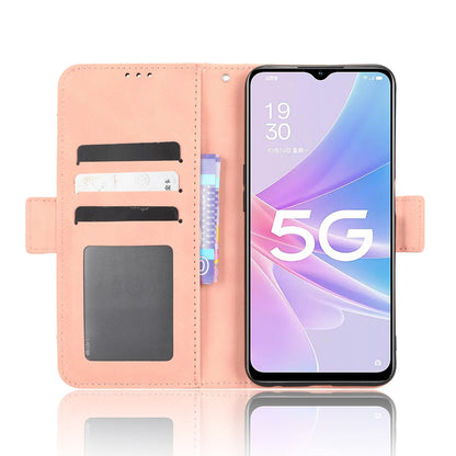 OPPO A58 5G Skin Feel PU Leather Wallet Phone Case with Card Slots, Cash Pocket, Magnetic Closure, Built-In Stand, Full Protection TPU Cover