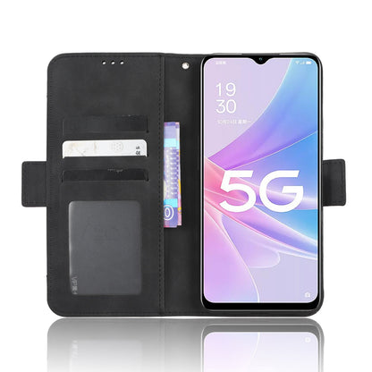 OPPO A58 5G Skin Feel PU Leather Wallet Phone Case with Card Slots, Cash Pocket, Magnetic Closure, Built-In Stand, Full Protection TPU Cover