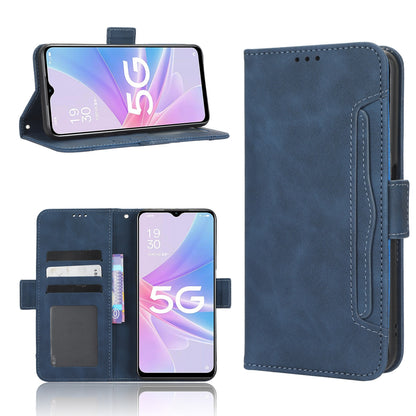 OPPO A58 5G Skin Feel PU Leather Wallet Phone Case with Card Slots, Cash Pocket, Magnetic Closure, Built-In Stand, Full Protection TPU Cover