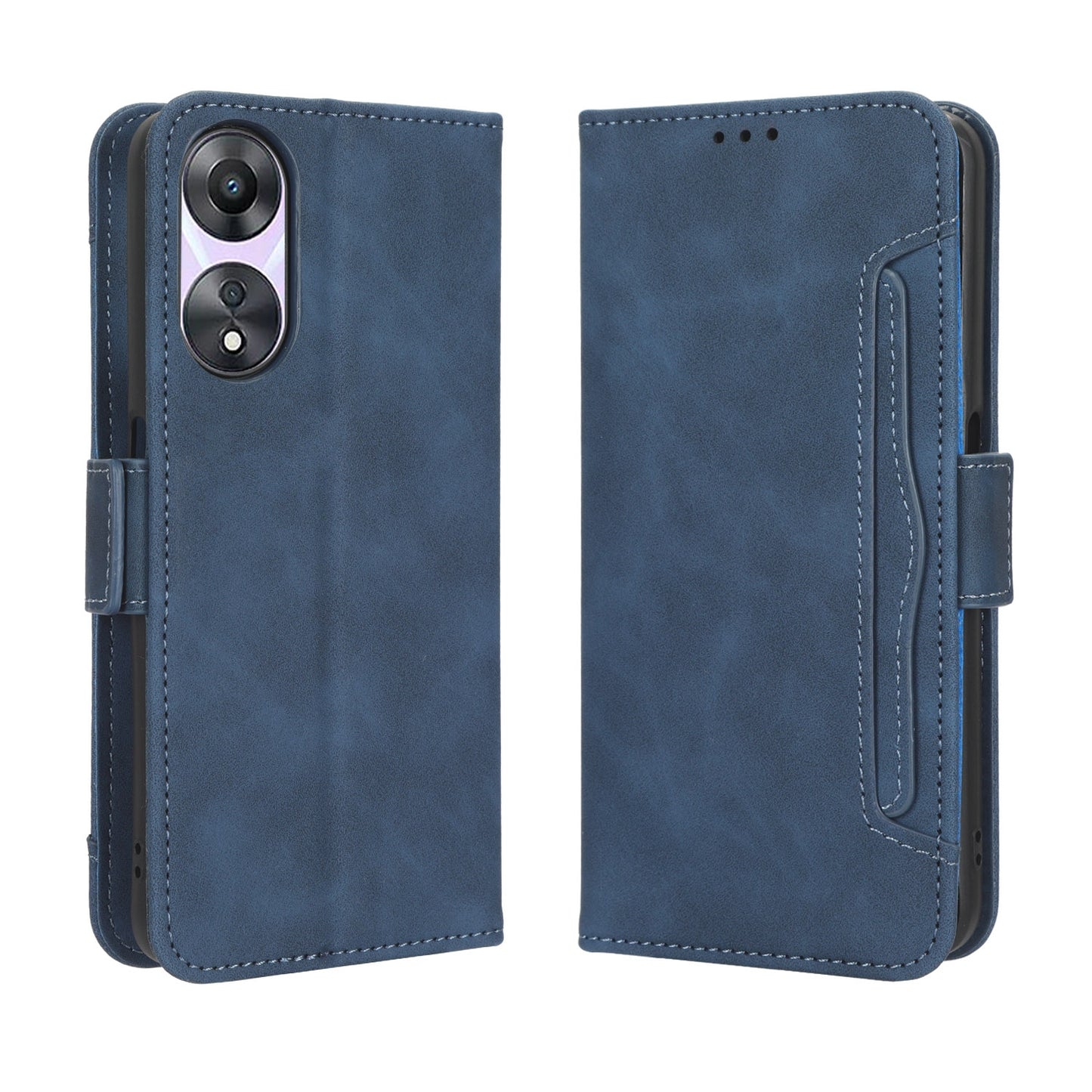OPPO A58 5G Skin Feel PU Leather Wallet Phone Case with Card Slots, Cash Pocket, Magnetic Closure, Built-In Stand, Full Protection TPU Cover