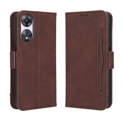 OPPO A58 5G Skin Feel PU Leather Wallet Phone Case with Card Slots, Cash Pocket, Magnetic Closure, Built-In Stand, Full Protection TPU Cover