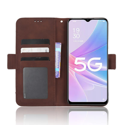 OPPO A58 5G Skin Feel PU Leather Wallet Phone Case with Card Slots, Cash Pocket, Magnetic Closure, Built-In Stand, Full Protection TPU Cover