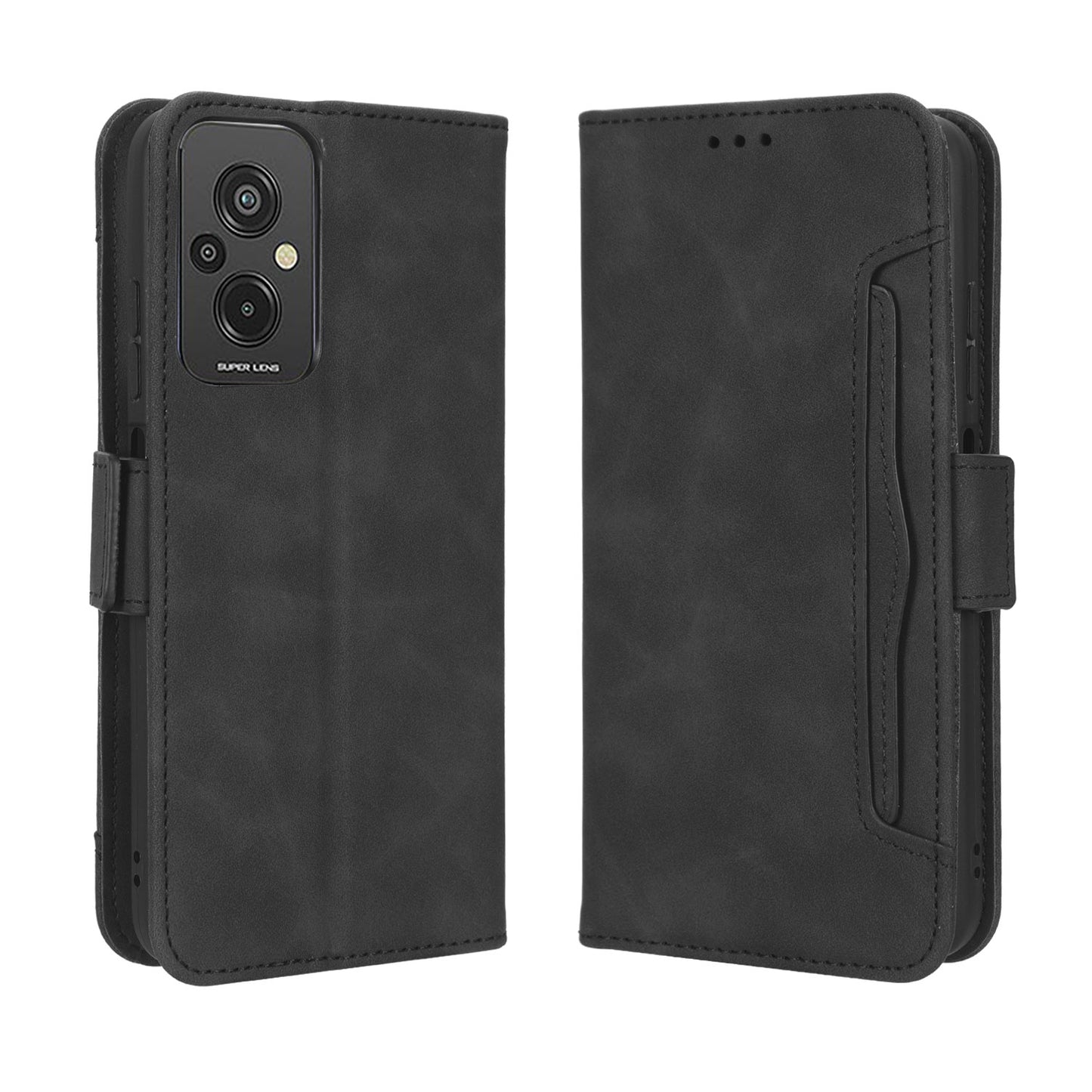 Xiaomi Redmi 11 Prime 4G Skin Feel PU Leather Wallet Phone Case with Card Slots, Cash Pocket, Magnetic Closure, Built-In Stand, Full Protection TPU Cover