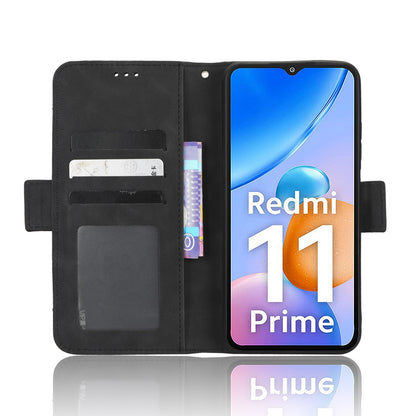 Xiaomi Redmi 11 Prime 4G Skin Feel PU Leather Wallet Phone Case with Card Slots, Cash Pocket, Magnetic Closure, Built-In Stand, Full Protection TPU Cover