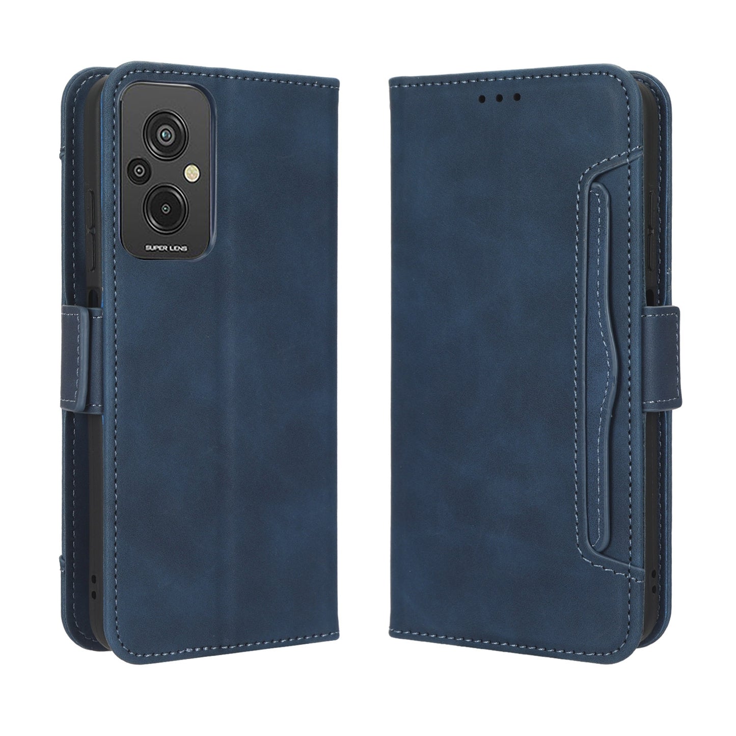 Xiaomi Redmi 11 Prime 4G Skin Feel PU Leather Wallet Phone Case with Card Slots, Cash Pocket, Magnetic Closure, Built-In Stand, Full Protection TPU Cover
