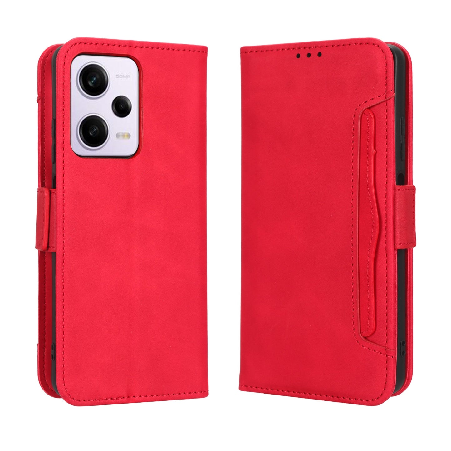 Xiaomi Redmi Note 12 Pro 5G Skin Feel PU Leather Wallet Phone Case with Card Slots, Cash Pocket, Magnetic Closure, Built-In Stand, Full Protection TPU Cover