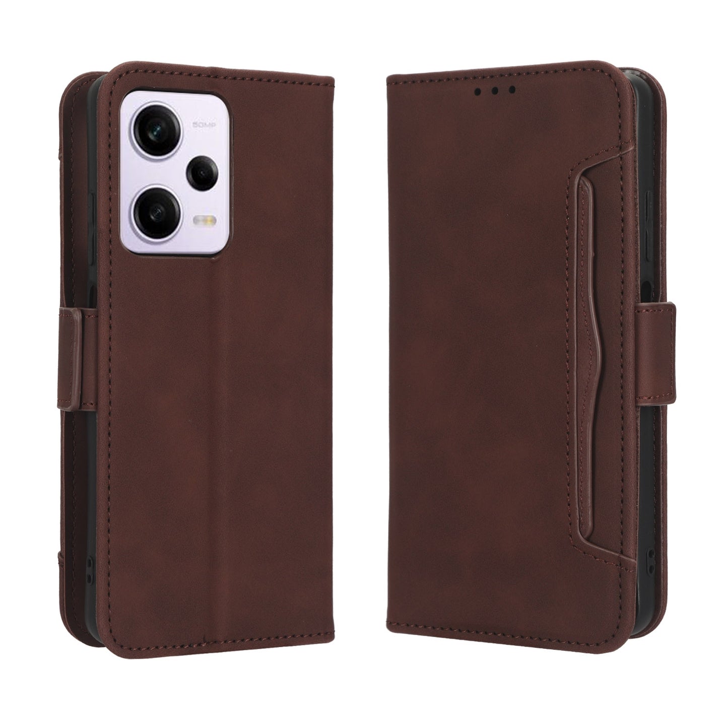Xiaomi Redmi Note 12 Pro+ Skin Feel PU Leather Wallet Phone Case with Card Slots, Cash Pocket, Magnetic Closure, Built-In Stand, Full Protection TPU Cover