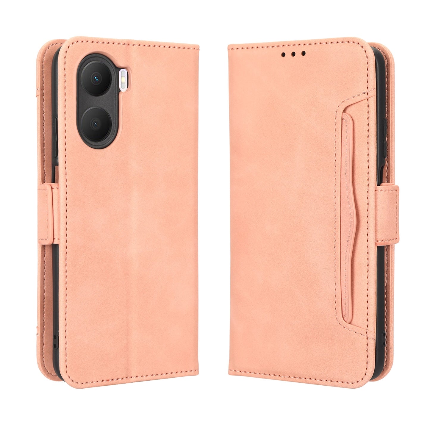 Honor Play 40 Plus Skin Feel PU Leather Wallet Phone Case with Card Slots, Cash Pocket, Magnetic Closure, Built-In Stand, Full Protection TPU Cover