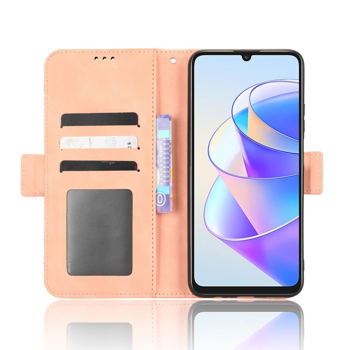 Honor Play 40 Plus Skin Feel PU Leather Wallet Phone Case with Card Slots, Cash Pocket, Magnetic Closure, Built-In Stand, Full Protection TPU Cover