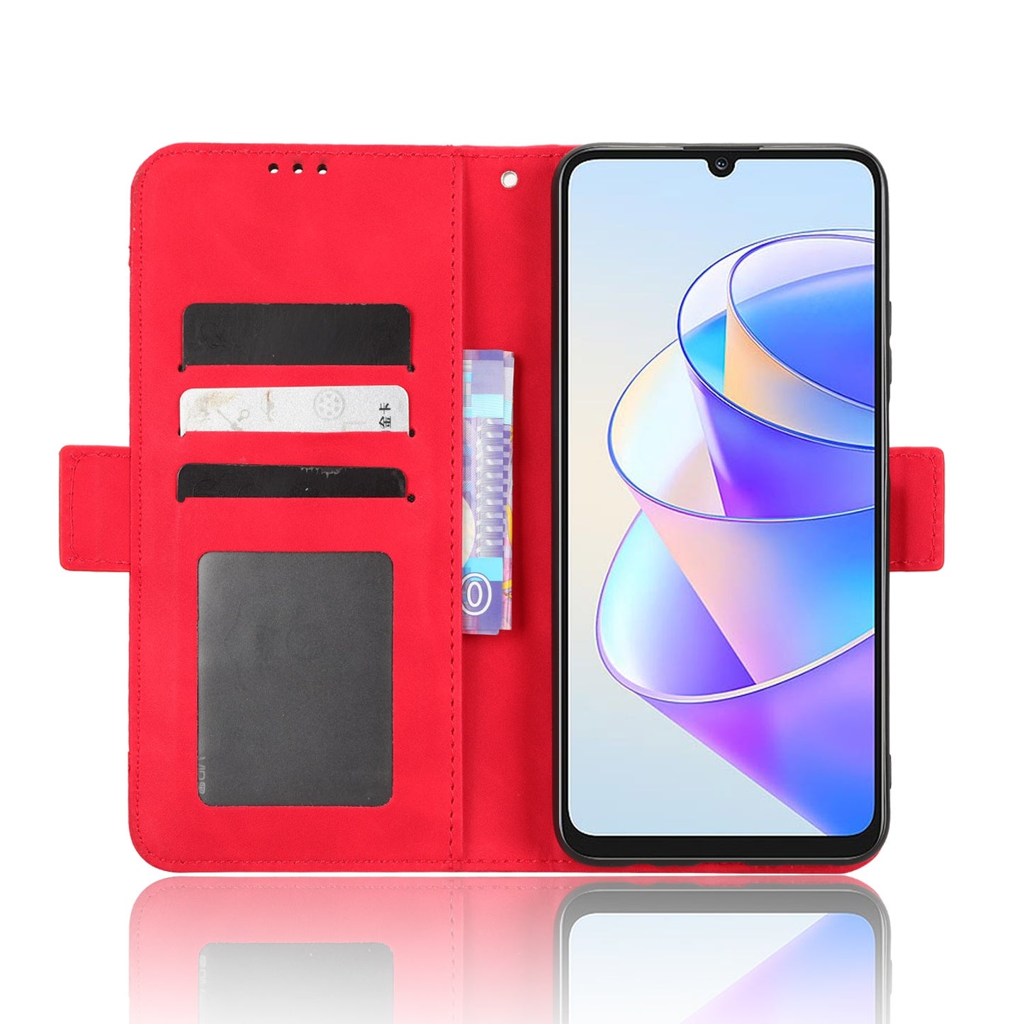 Honor Play 40 Plus Skin Feel PU Leather Wallet Phone Case with Card Slots, Cash Pocket, Magnetic Closure, Built-In Stand, Full Protection TPU Cover