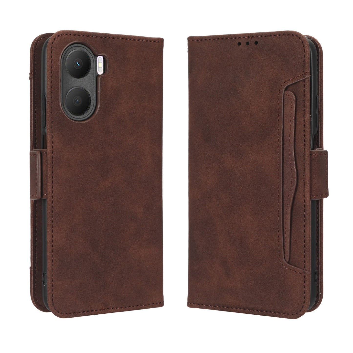 Honor Play 40 Plus Skin Feel PU Leather Wallet Phone Case with Card Slots, Cash Pocket, Magnetic Closure, Built-In Stand, Full Protection TPU Cover