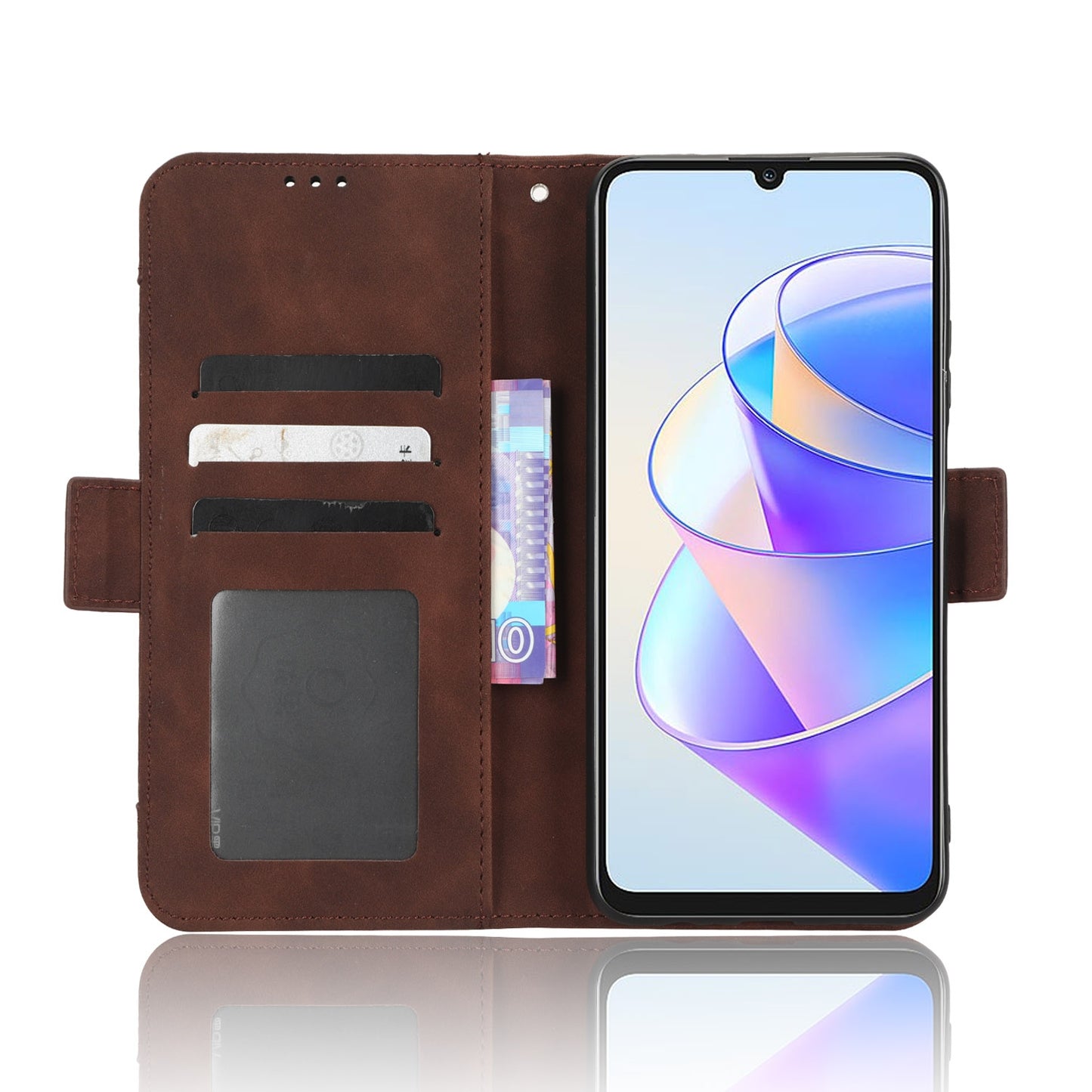 Honor Play 40 Plus Skin Feel PU Leather Wallet Phone Case with Card Slots, Cash Pocket, Magnetic Closure, Built-In Stand, Full Protection TPU Cover