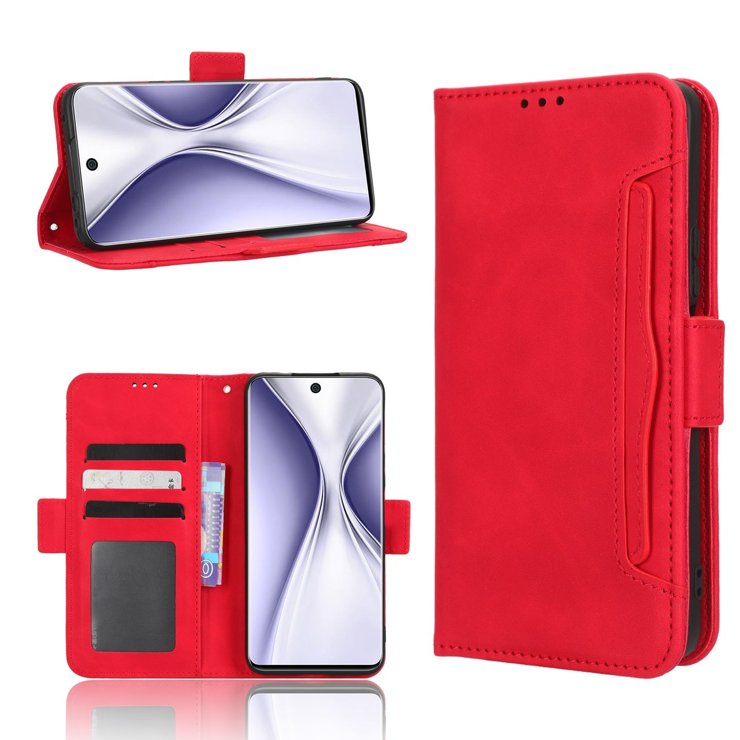 Huawei nova 10z Skin Feel PU Leather Wallet Phone Case with Card Slots, Cash Pocket, Magnetic Closure, Built-In Stand, Full Protection TPU Cover
