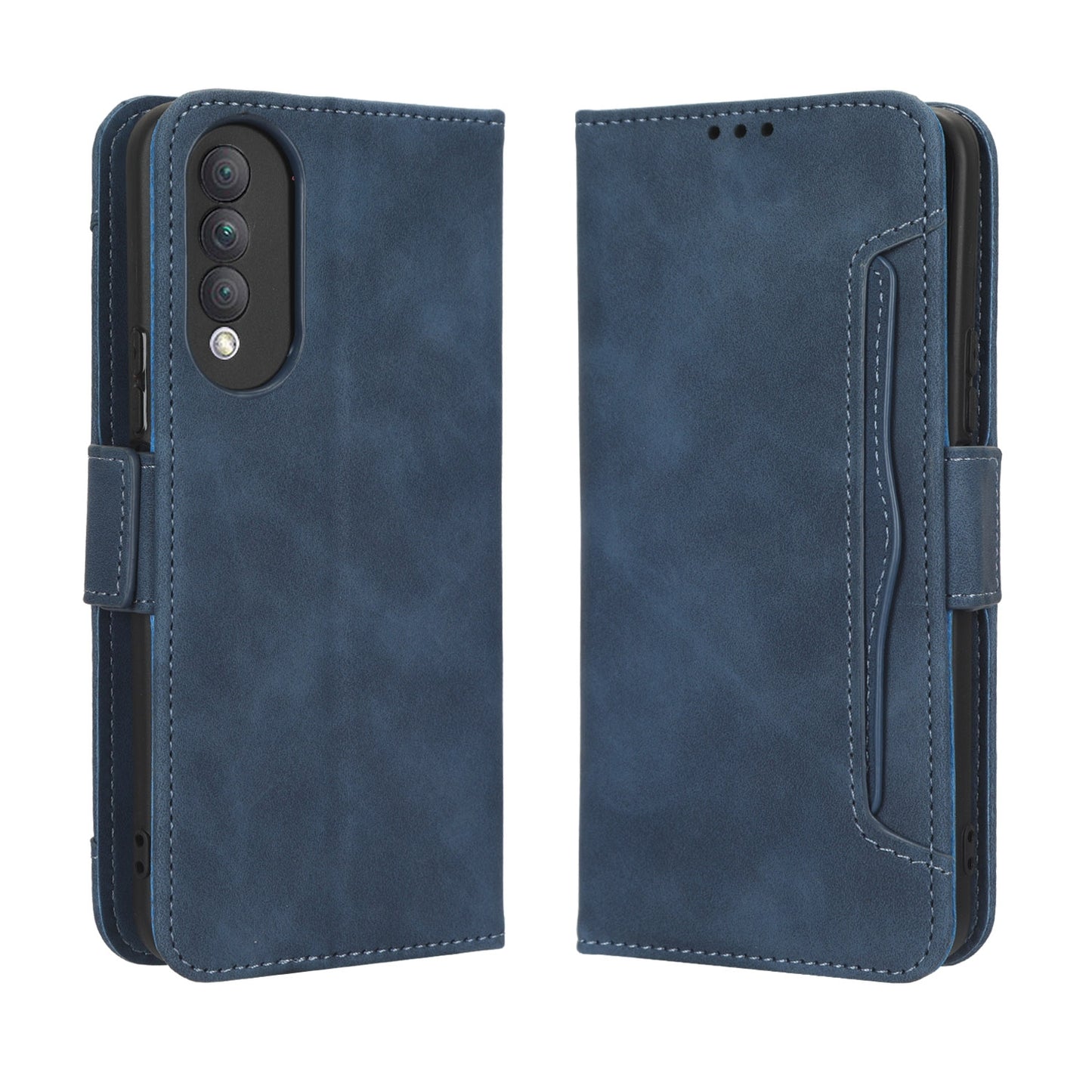 Honor X20 SE Skin Feel PU Leather Wallet Phone Case with Card Slots, Cash Pocket, Magnetic Closure, Built-In Stand, Full Protection TPU Cover