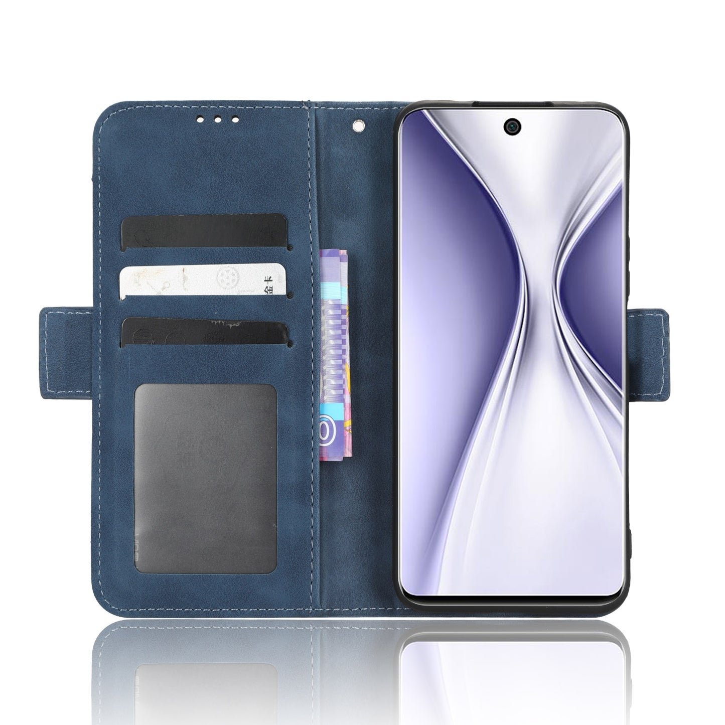 Honor X20 SE Skin Feel PU Leather Wallet Phone Case with Card Slots, Cash Pocket, Magnetic Closure, Built-In Stand, Full Protection TPU Cover