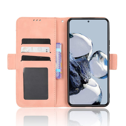 Xiaomi 12T Pro Skin Feel PU Leather Wallet Phone Case with Card Slots, Cash Pocket, Magnetic Closure, Built-In Stand, Full Protection TPU Cover