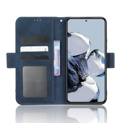 Xiaomi 12T Pro Skin Feel PU Leather Wallet Phone Case with Card Slots, Cash Pocket, Magnetic Closure, Built-In Stand, Full Protection TPU Cover