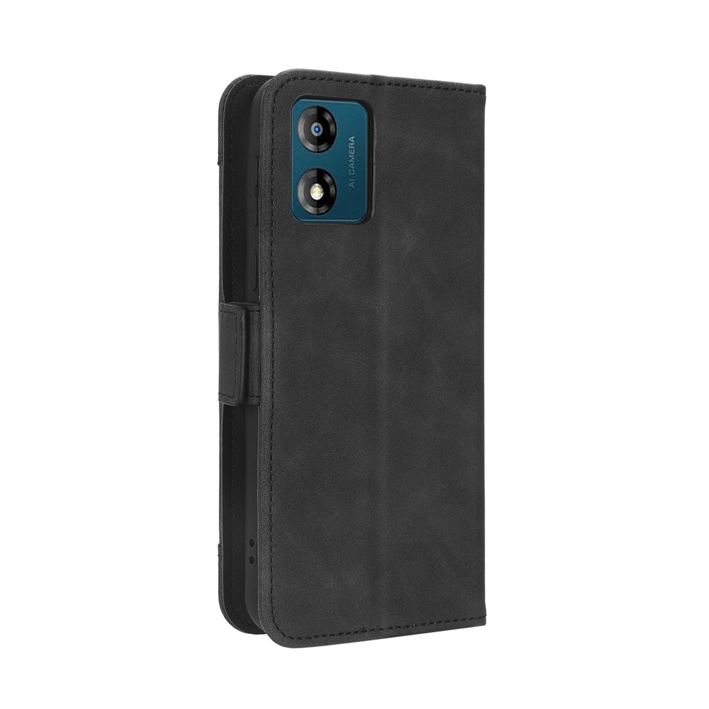 Motorola Moto E13 4G Skin Feel PU Leather Wallet Phone Case with Card Slots, Cash Pocket, Magnetic Closure, Built-In Stand, Full Protection TPU Cover