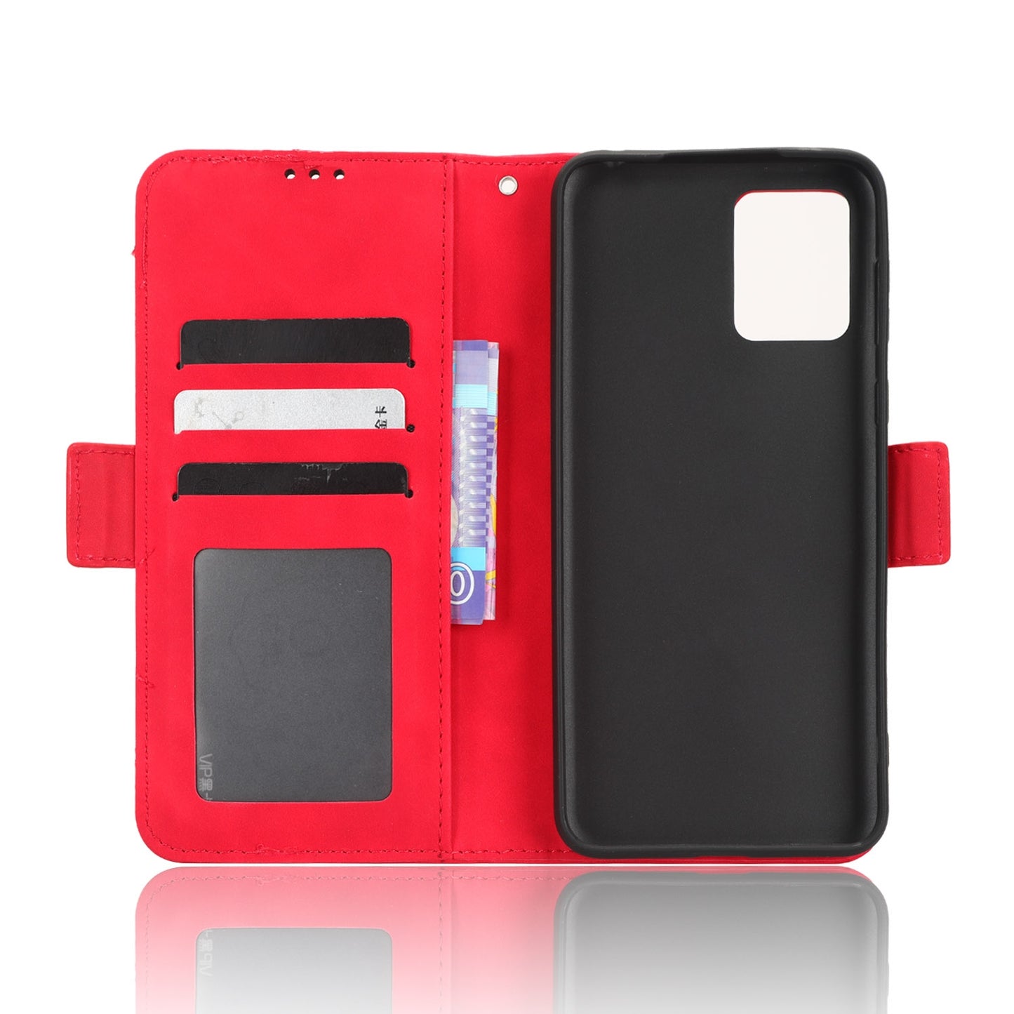 Motorola Moto E13 4G Skin Feel PU Leather Wallet Phone Case with Card Slots, Cash Pocket, Magnetic Closure, Built-In Stand, Full Protection TPU Cover