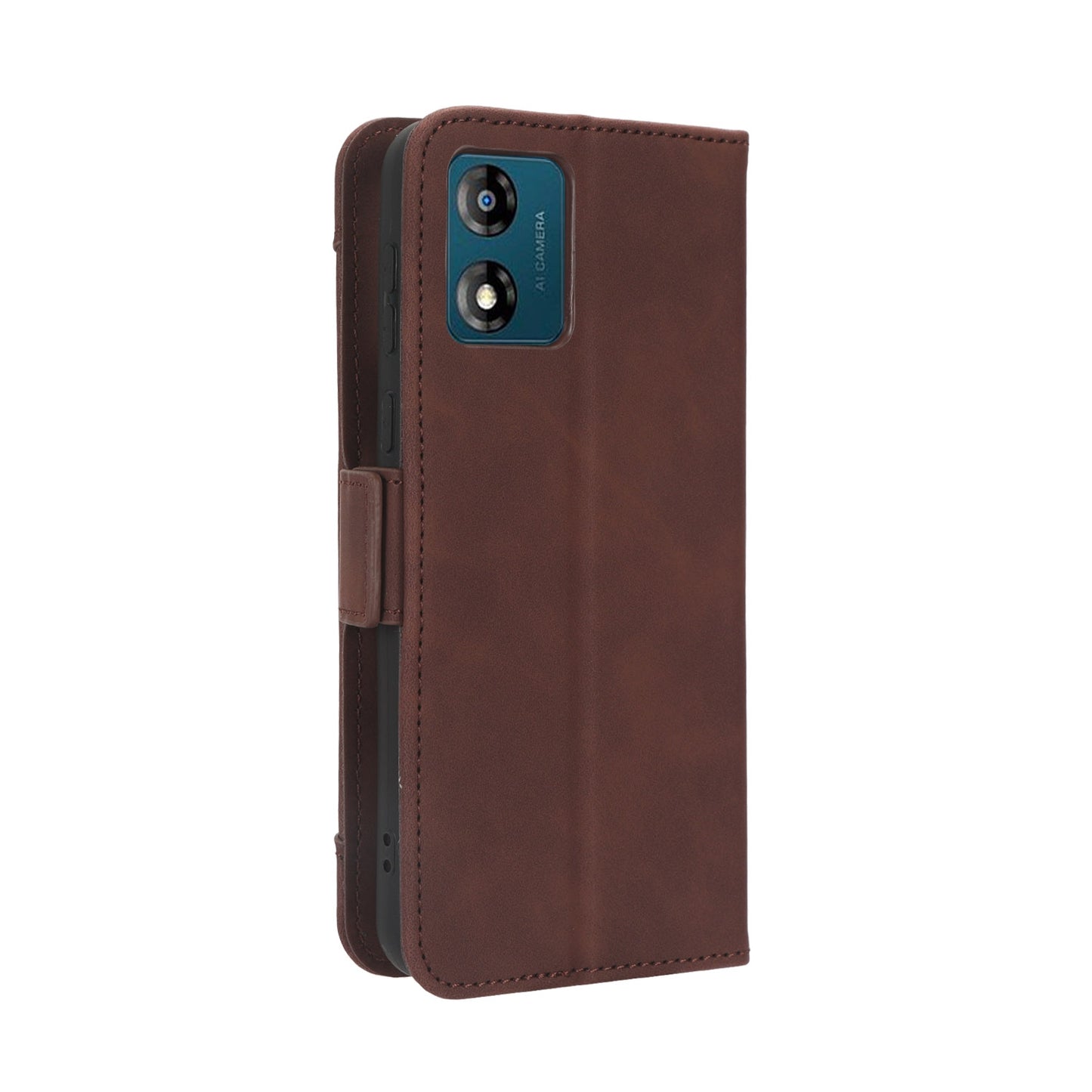 Motorola Moto E13 4G Skin Feel PU Leather Wallet Phone Case with Card Slots, Cash Pocket, Magnetic Closure, Built-In Stand, Full Protection TPU Cover