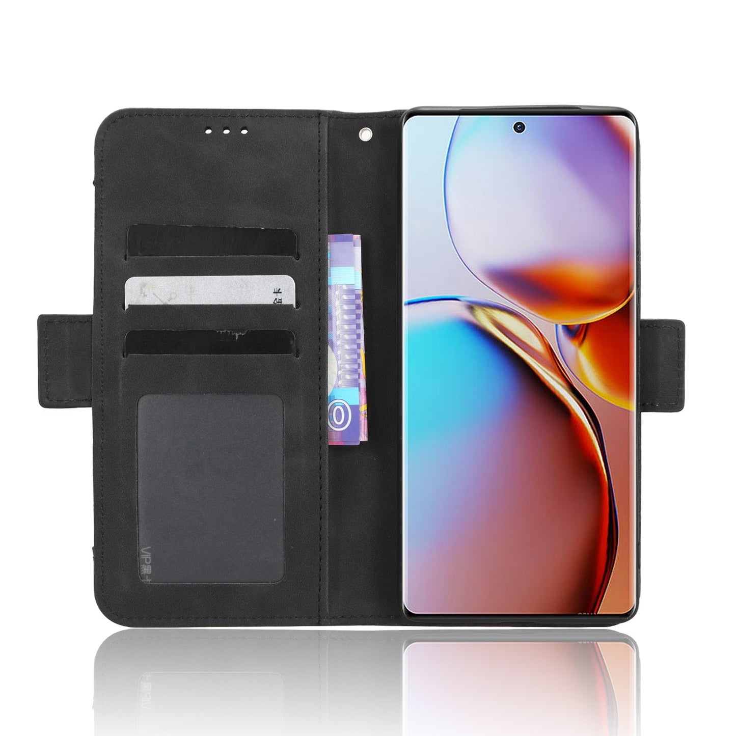 Motorola Moto X40 Pro Skin Feel PU Leather Wallet Phone Case with Card Slots, Cash Pocket, Magnetic Closure, Built-In Stand, Full Protection TPU Cover