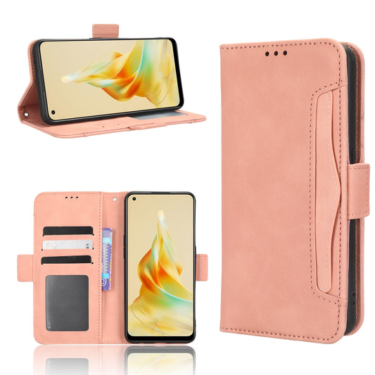 OPPO Reno8 T 4G Skin Feel PU Leather Wallet Phone Case with Card Slots, Cash Pocket, Magnetic Closure, Built-In Stand, Full Protection TPU Cover
