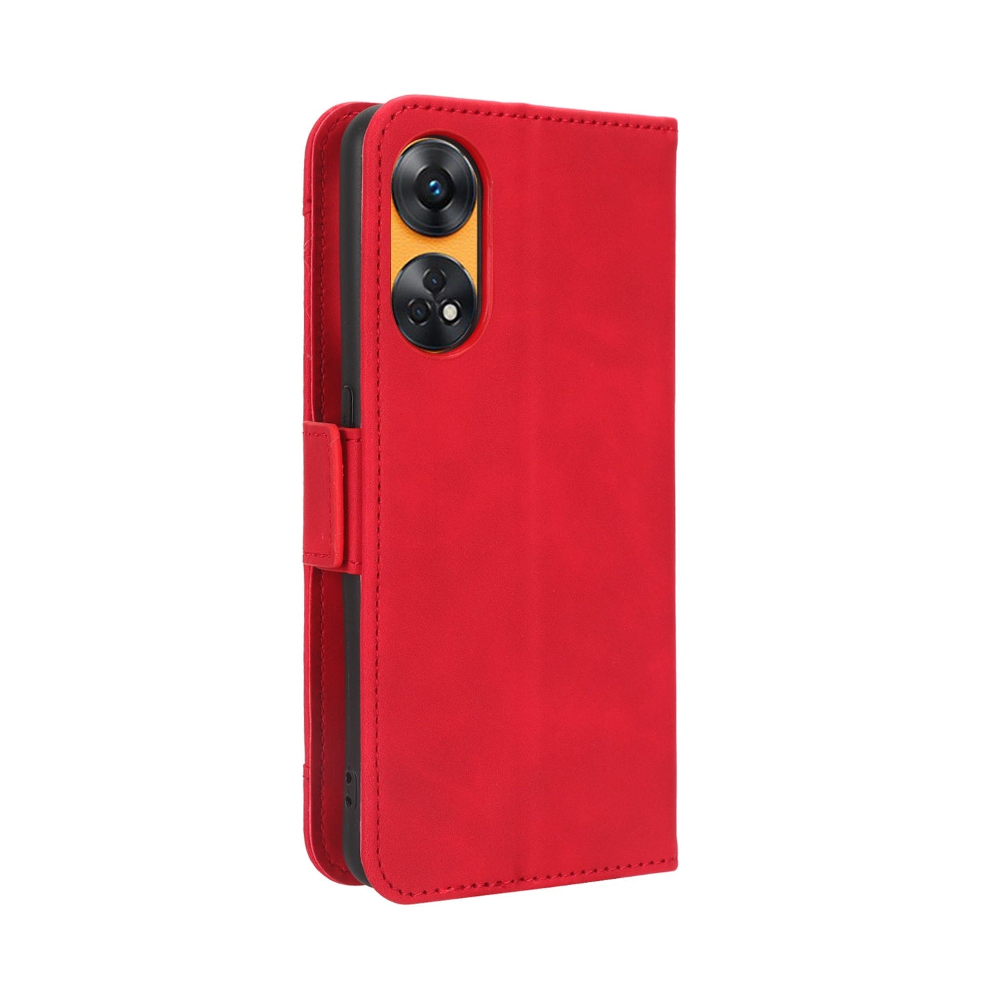 OPPO Reno8 T 4G Skin Feel PU Leather Wallet Phone Case with Card Slots, Cash Pocket, Magnetic Closure, Built-In Stand, Full Protection TPU Cover