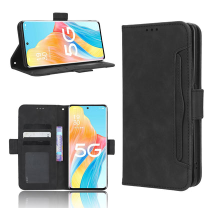 OPPO Reno8 T 5G Skin Feel PU Leather Wallet Phone Case with Card Slots, Cash Pocket, Magnetic Closure, Built-In Stand, Full Protection TPU Cover
