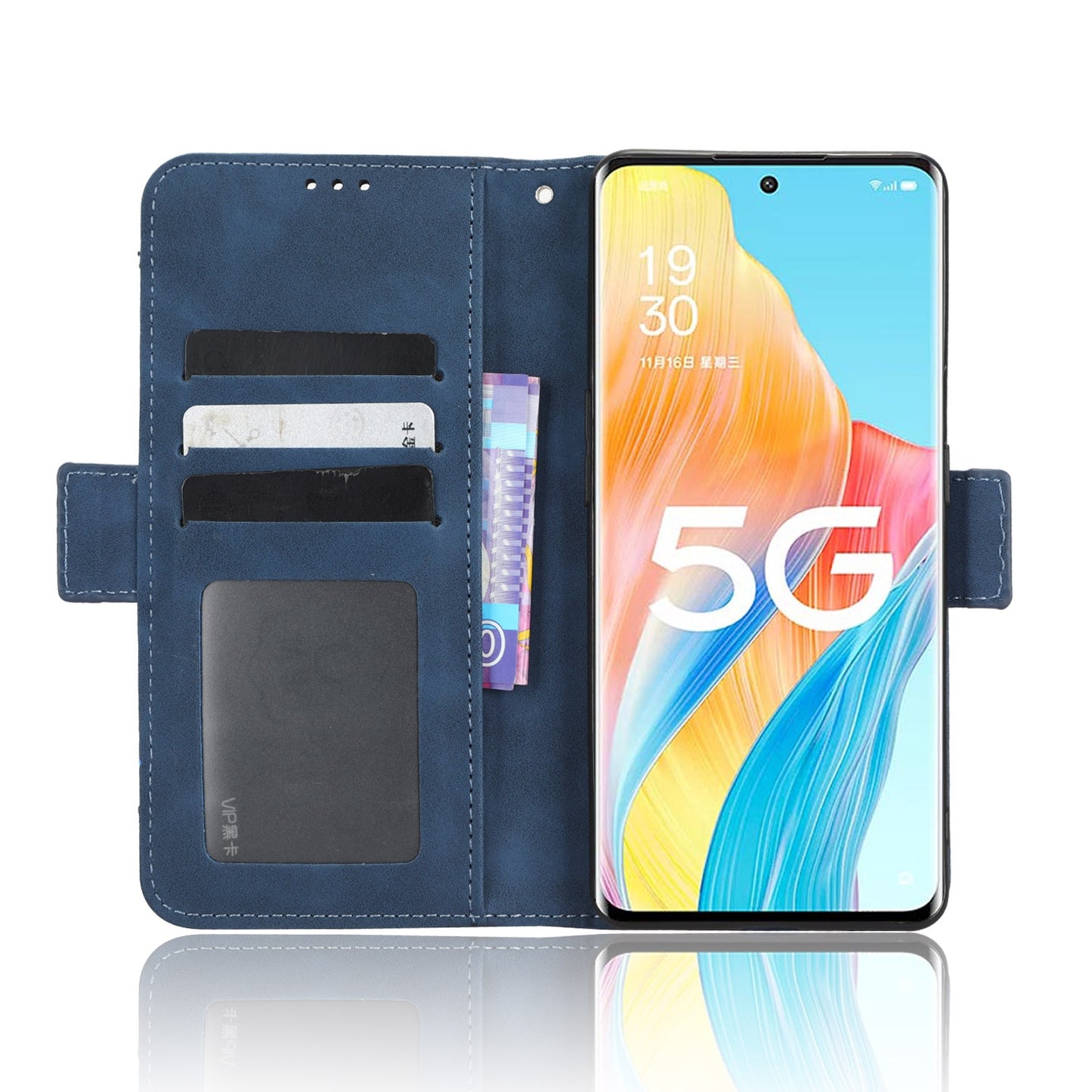 OPPO A1 Pro Skin Feel PU Leather Wallet Phone Case with Card Slots, Cash Pocket, Magnetic Closure, Built-In Stand, Full Protection TPU Cover