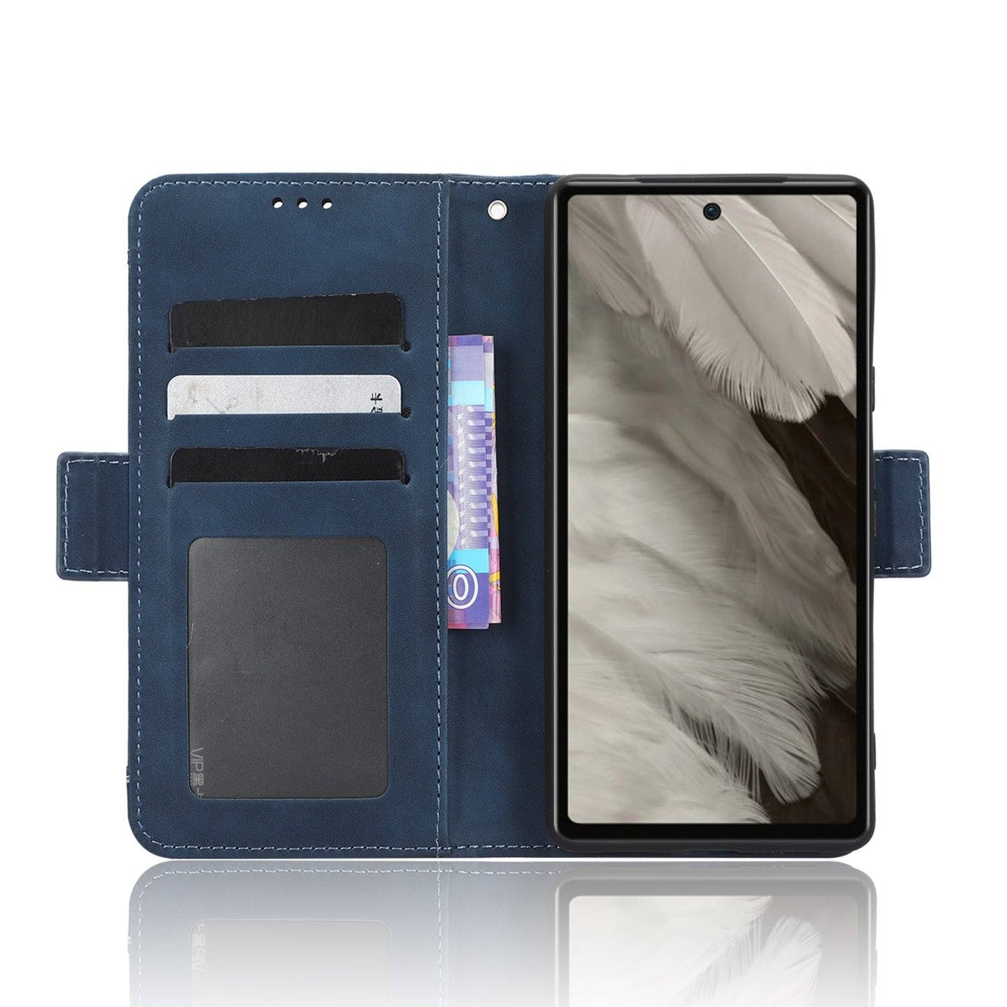Google Pixel 7a Skin Feel PU Leather Wallet Phone Case with Card Slots, Cash Pocket, Magnetic Closure, Built-In Stand, Full Protection TPU Cover