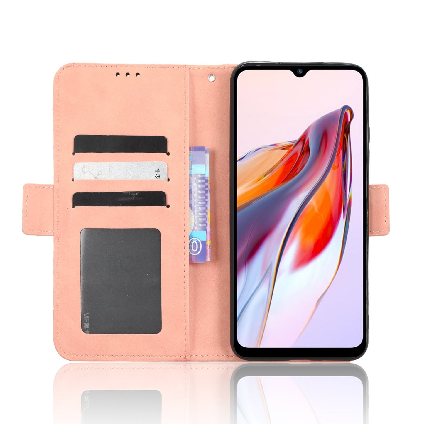 Xiaomi Redmi 11A Skin Feel PU Leather Wallet Phone Case with Card Slots, Cash Pocket, Magnetic Closure, Built-In Stand, Full Protection TPU Cover