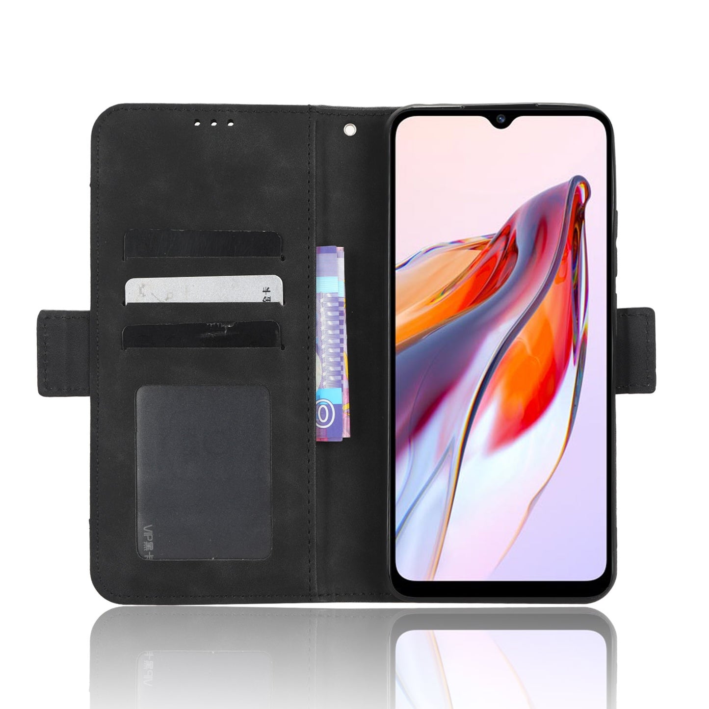 Xiaomi Redmi 11A Skin Feel PU Leather Wallet Phone Case with Card Slots, Cash Pocket, Magnetic Closure, Built-In Stand, Full Protection TPU Cover