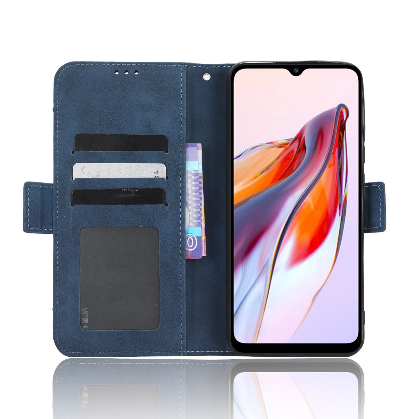 Xiaomi Redmi 12C Skin Feel PU Leather Wallet Phone Case with Card Slots, Cash Pocket, Magnetic Closure, Built-In Stand, Full Protection TPU Cover