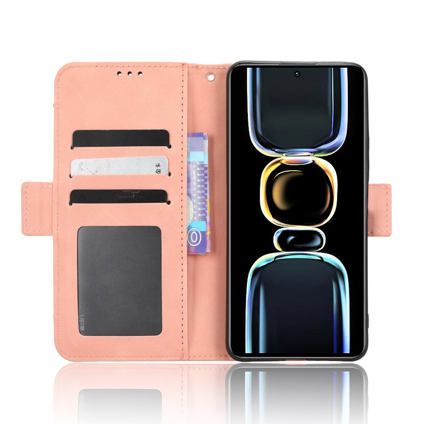Xiaomi Redmi K60E 5G Skin Feel PU Leather Wallet Phone Case with Card Slots, Cash Pocket, Magnetic Closure, Built-In Stand, Full Protection TPU Cover