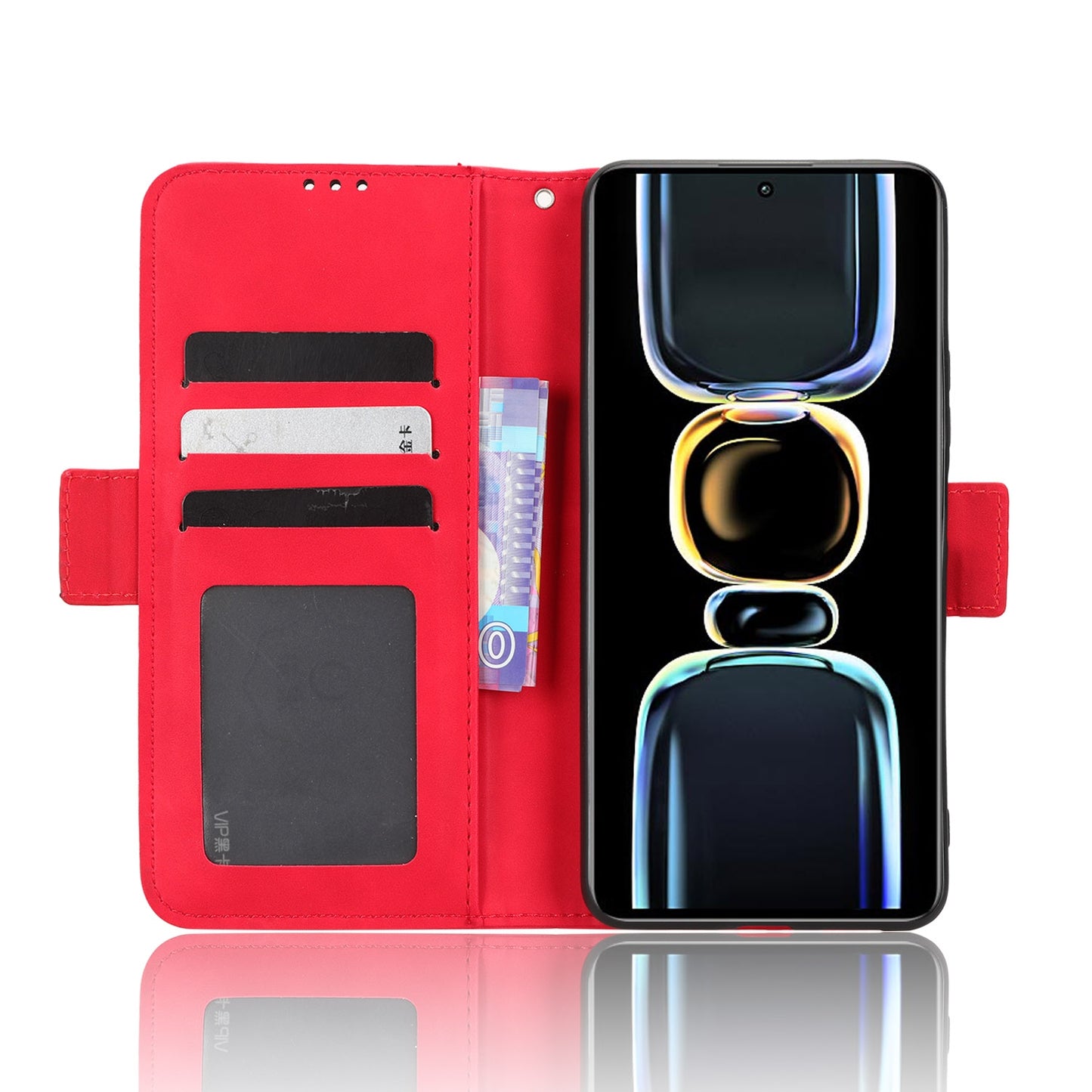 Xiaomi Redmi K60E 5G Skin Feel PU Leather Wallet Phone Case with Card Slots, Cash Pocket, Magnetic Closure, Built-In Stand, Full Protection TPU Cover
