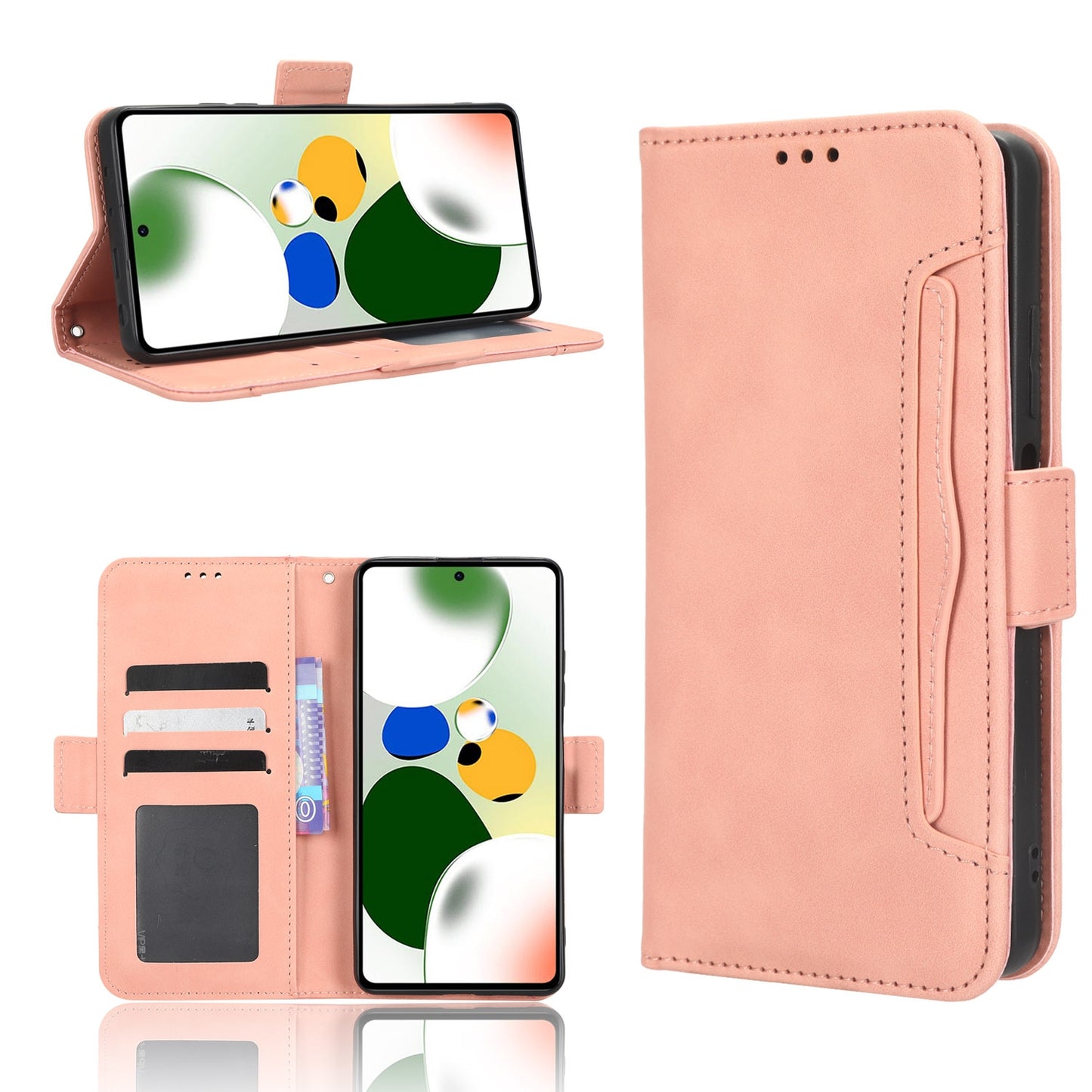 Xiaomi Redmi Note 12 Pro 5G Speed Skin Feel PU Leather Wallet Phone Case with Card Slots, Cash Pocket, Magnetic Closure, Built-In Stand, Full Protection TPU Cover