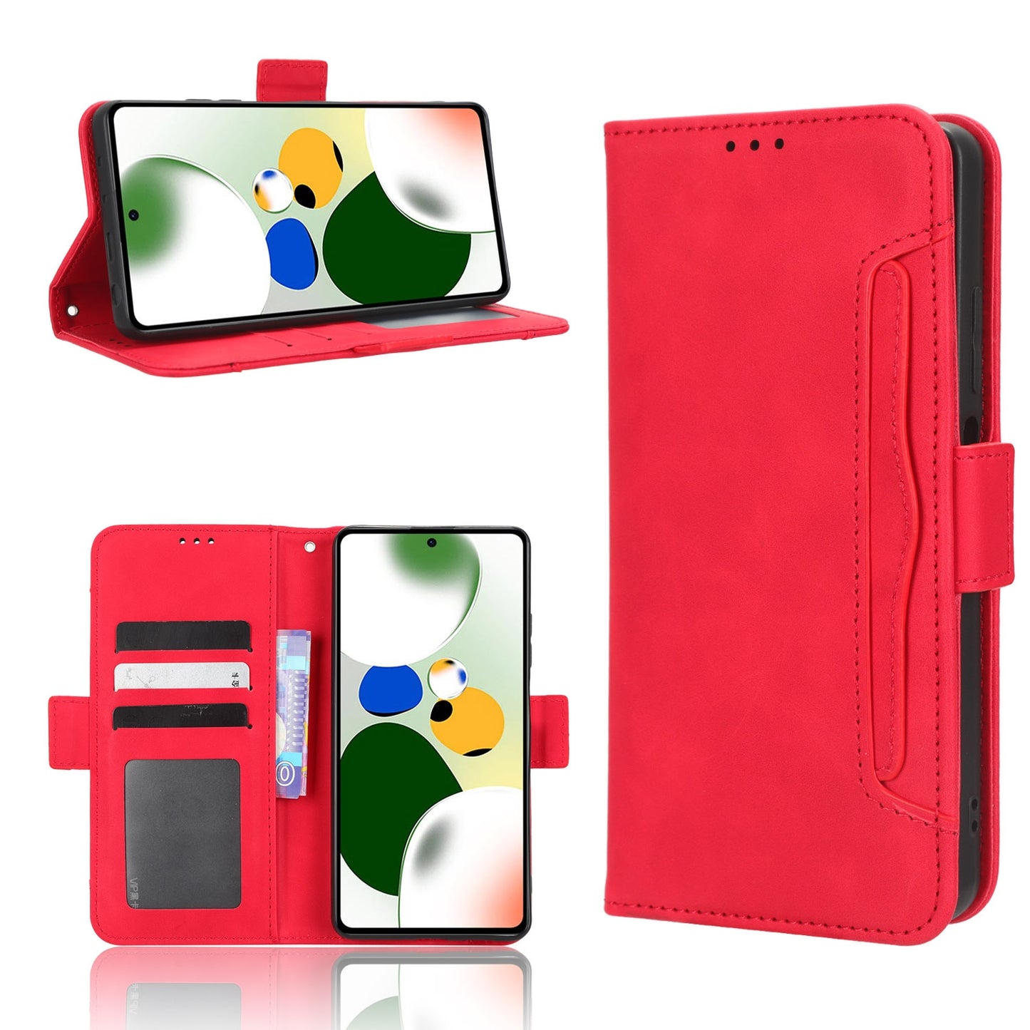 Xiaomi Redmi Note 12 Pro 5G Speed Skin Feel PU Leather Wallet Phone Case with Card Slots, Cash Pocket, Magnetic Closure, Built-In Stand, Full Protection TPU Cover