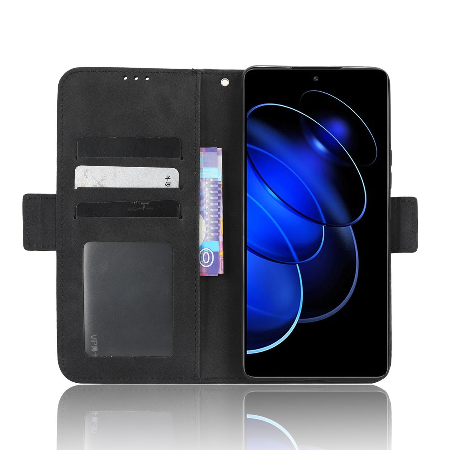 Honor 80 GT Skin Feel PU Leather Wallet Phone Case with Card Slots, Cash Pocket, Magnetic Closure, Built-In Stand, Full Protection TPU Cover