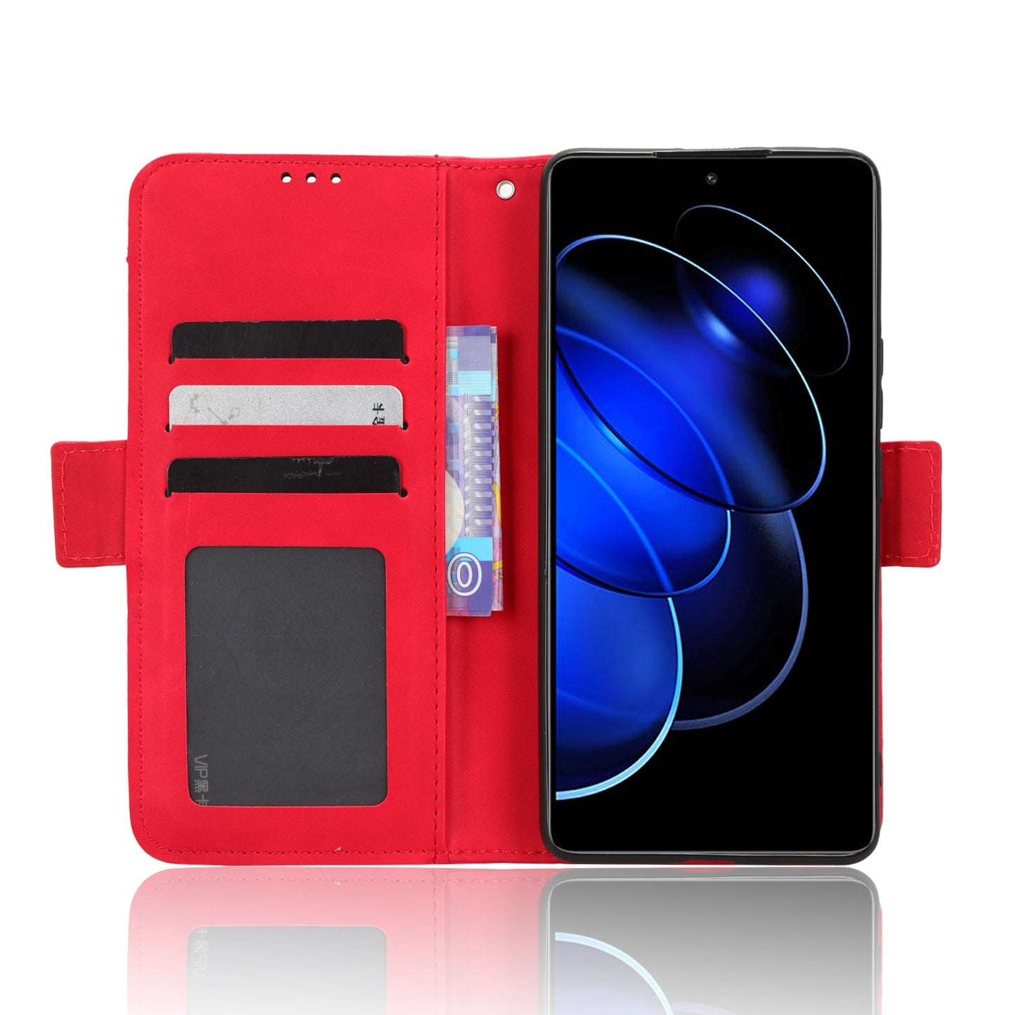 Honor 80 GT Skin Feel PU Leather Wallet Phone Case with Card Slots, Cash Pocket, Magnetic Closure, Built-In Stand, Full Protection TPU Cover