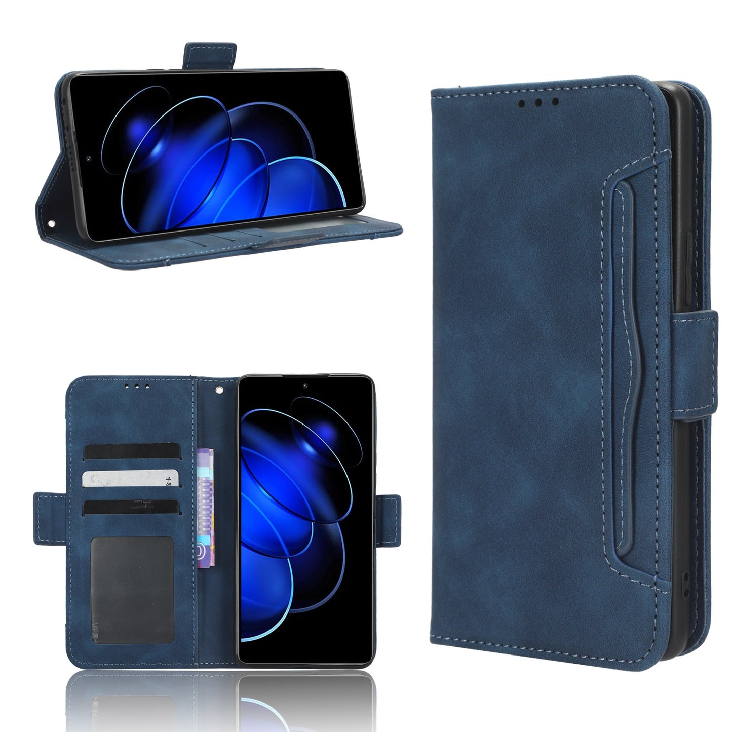 Honor 80 GT Skin Feel PU Leather Wallet Phone Case with Card Slots, Cash Pocket, Magnetic Closure, Built-In Stand, Full Protection TPU Cover