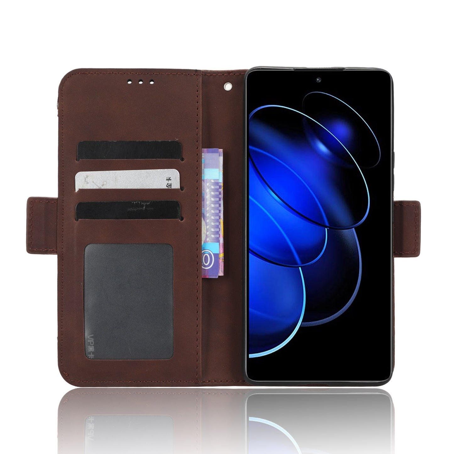 Honor 80 GT Skin Feel PU Leather Wallet Phone Case with Card Slots, Cash Pocket, Magnetic Closure, Built-In Stand, Full Protection TPU Cover